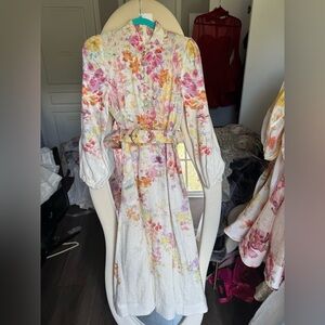 Zimmerman buttoned Floral Belted  midi Dress size extra small 0 bust 34